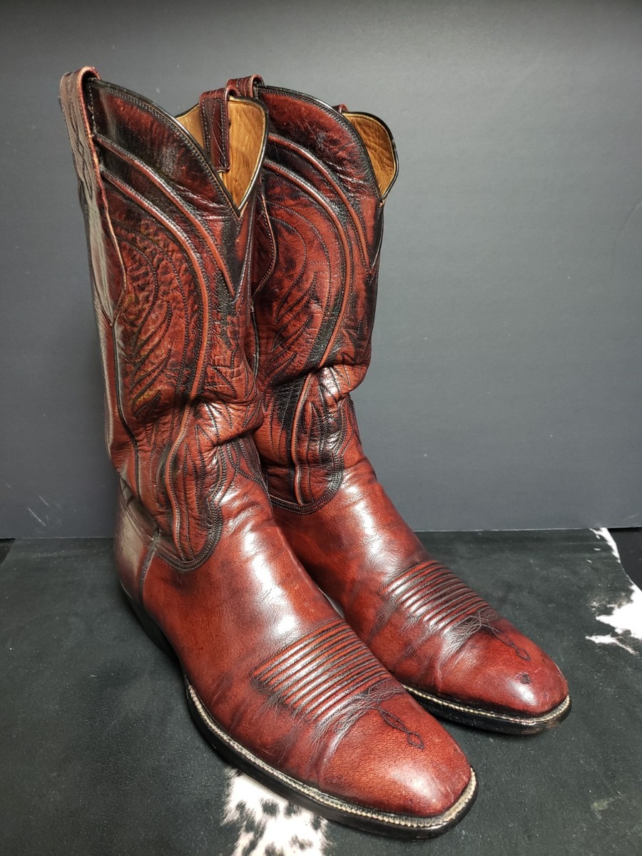 Lucchese 107611- 80606 Western Boot Mens 9EE - Vintage Lucchese Vintage San Antonio Black Cherry Goat Western  main image 2