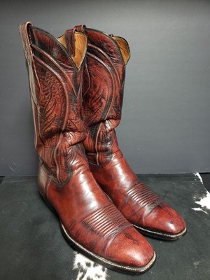 Lucchese Vintage San Antonio Black Cherry Goat Western  display picture 3