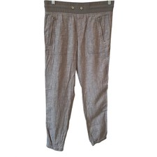 Athleta Size 4 Cabo Linen Jogger Pants Gray Missing Drawstring Vacation Casual