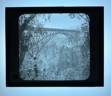 Glass Magic Lantern Railroad Building Central America, Keystone View Co (21D27)