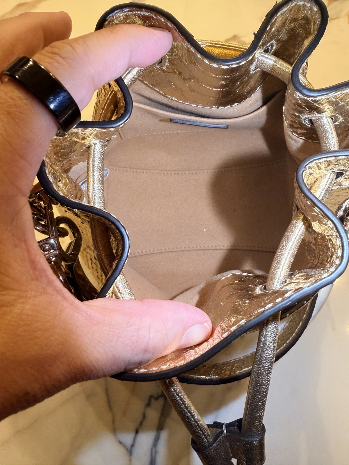 Jimmy Choo Micro Bon Bon Mini Handbag Gold Python Leather BNEW without tags — image 8