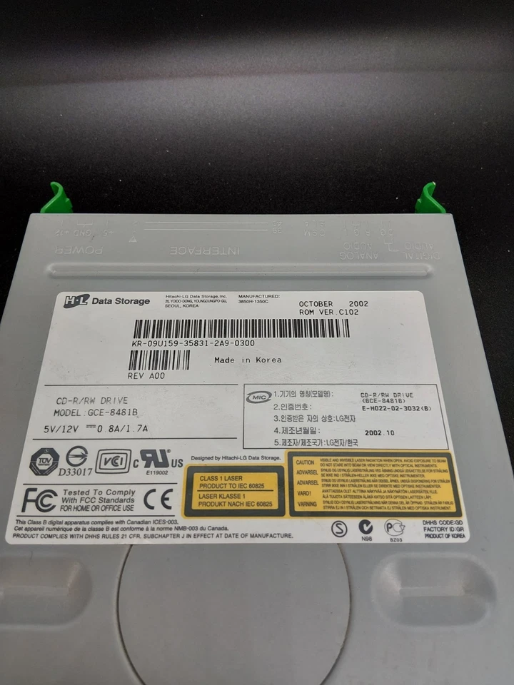 Black Hitachi LG H L Data Storage Inc, CD-R/RW Drive GCE-8481B IDE, Tested - Image 2 of 3