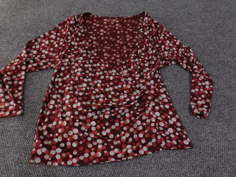 Camisa Coldwater Creek Para Mujer 2X Lunares Manga Larga Supima Modal Elastizada Top Foto 4 de 4