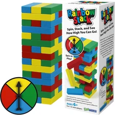 Rainbow Stack Wooden Blocks Stacking Game, Tumbling Tower & Balance Game, Family