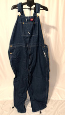 Dickies Bibbed Overalls Blue Denim Size 52 x 23 Utility Pockets Cotton