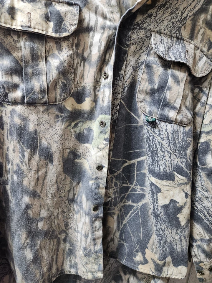 Vintage Mossy Oak Camo ButtonUp Shirt Hunting Large Longsleeve Made In USA Clean - Image 4 of 4