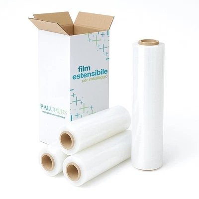 PALUCART 6 Bobine Film Estensibile Trasparente TOP 2,2 Kg Pellicola Imballaggio Pedane