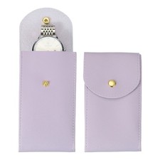 2 Pcs Leather Watch Pouch, Portable Watch Travel Case, Purple