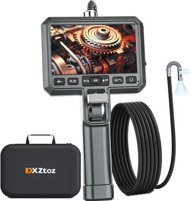 Dxztoz Dual-Lens Articulating Borescope, 6.5Mm Slim Probe, Two-Way 210°Rotate In