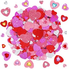 676 Pcs Valentines Heart Foam Stickers,4 Sizes 5 Colors Glitter Self Adhesive...
