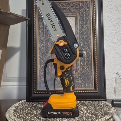 BUYJOY 21V Cordless Mini Chainsaw w/ Battery, Yellow/Black DC8-13