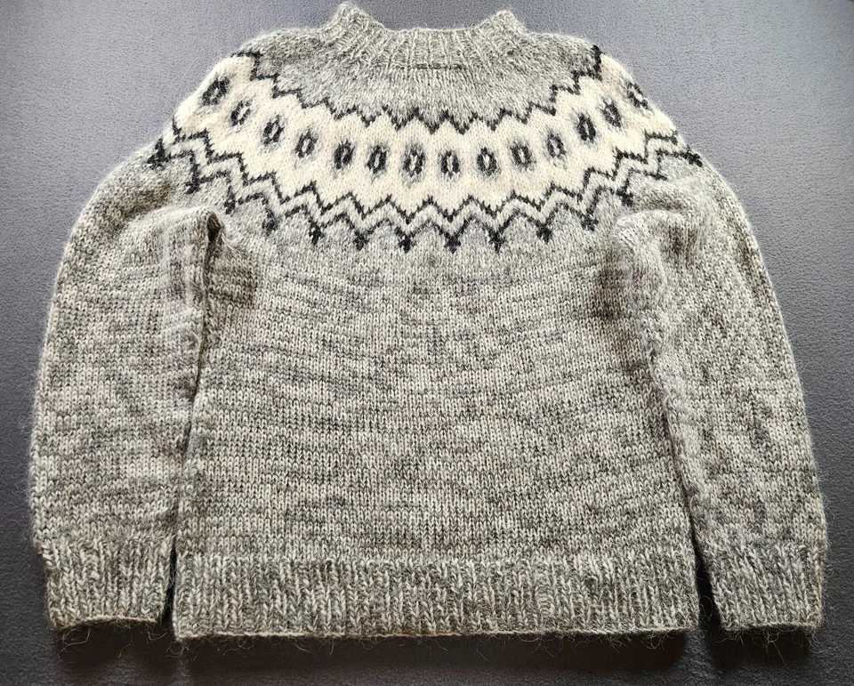 Suéter Icewear Islandia Mujer Grande Gris Blanco Lana Nórdico Pullover Tejido Cálido Foto 2 de 4