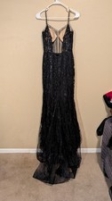 Floor length Black Sherri Hill mermaid lace prom dress size 6