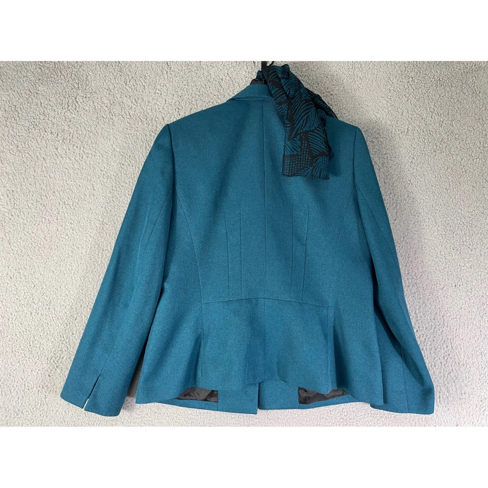 Evan Picone Teal Wool Blend Blazer Jacket Women's 14 Button Front Lined Career - Image 4 of 4