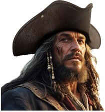 Adult Leather Pirate Hat Colonial Tricorn Hat Revolutionary Themed Costume Ac...