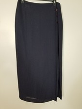 Vtg HW NEW YORK Black With White Polka-Dot Midi Length Lined Pencil Skirt Sz 10