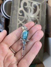 vintage blue sliver bird brooch