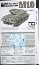 Tamiya 1/35th Scale US M10 Tank Destroyer - Decals from Kit No. 35350