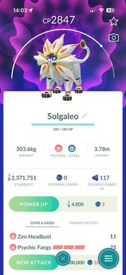 Solgaleo / Non Shiny / Pokémon Go / Registered Or 30 Days Friendship