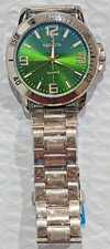 Rashota Quartz Men’s Analog Watch Green Sunburst Dial Silver Steel Bracelet