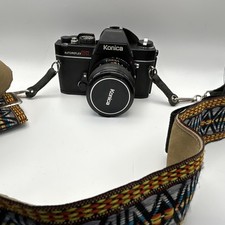 Konica Autoreflex TC SLR Film Camera Black with Konica Lens, Case Strap