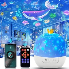 Star Projector Galaxy Night Light Bluetooth Speaker With 21Films Remote For Kids