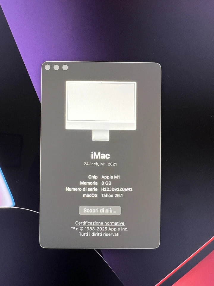 Apple iMac 24" (256GB SSD, Apple M1, 3,20GHz, 8GB, GPU 7‑core) Argento - Immagine 4 di 4