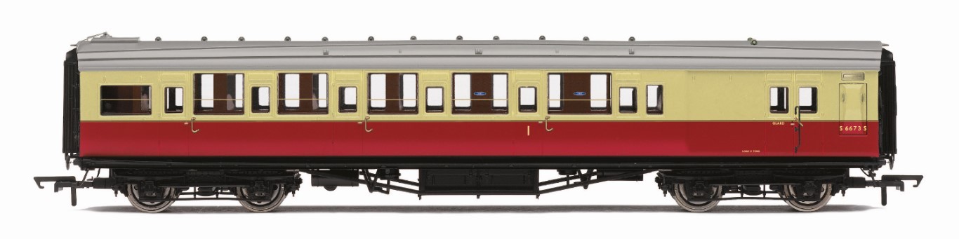 Hornby R40464 OO Gauge SR Maunsell Brake Composite Coach BR Crimson And Cream S6