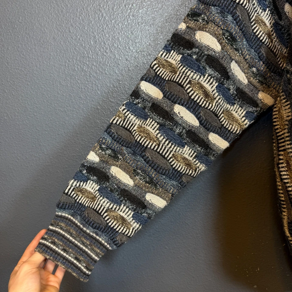 Norm Thompson XL мужской синий 3D вышитый Италии свитер coogi стиль винтажный - Изображение 4 из 4