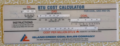 Boiler Efficiency BTU Cost Calculator Island Creek Coal Sale Co Lex, KY  Vintage