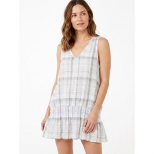 Free People Metal Shift Short Dress Women Sleeveless Plaid Woven Size S