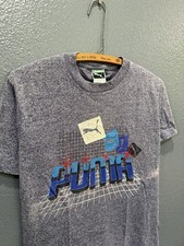 Vintage 80’s Puma Graphic Logo Tee Shirt Size Medium Blue