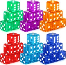 36 Piece 19Mm Casino Style Craps Dice Sets Acrylic Translucent D6 Dice Square