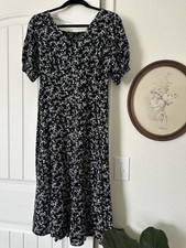Old Navy Floral A Line Midi Dress Black Small