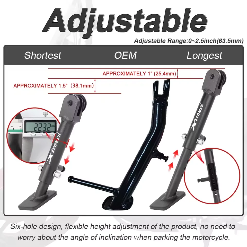 Soporte lateral ajustable Honda NC700S NC700X NC750S NC750X 2012-2020 Foto 4 de 4