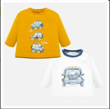NWT Mayoral Boutique Baby Boys 1 - 2 month Long Sleeve T Shirt CARS Set of 2