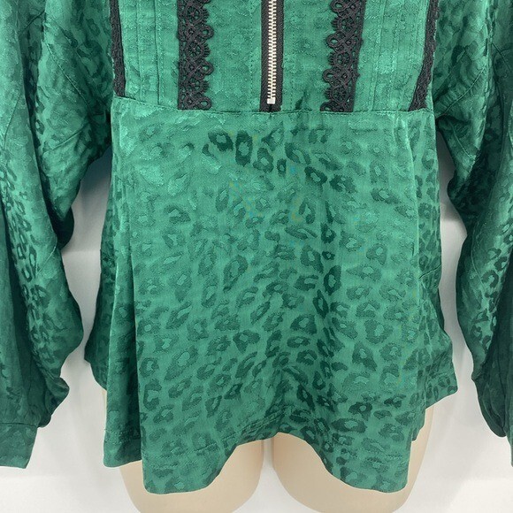 Koche Lace Trim Python Zip Top Blouse Womens Size… - image 5
