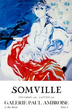 Vintage Roger Somville Original 1981 French Lithograph Gallery Exhibit Poster
