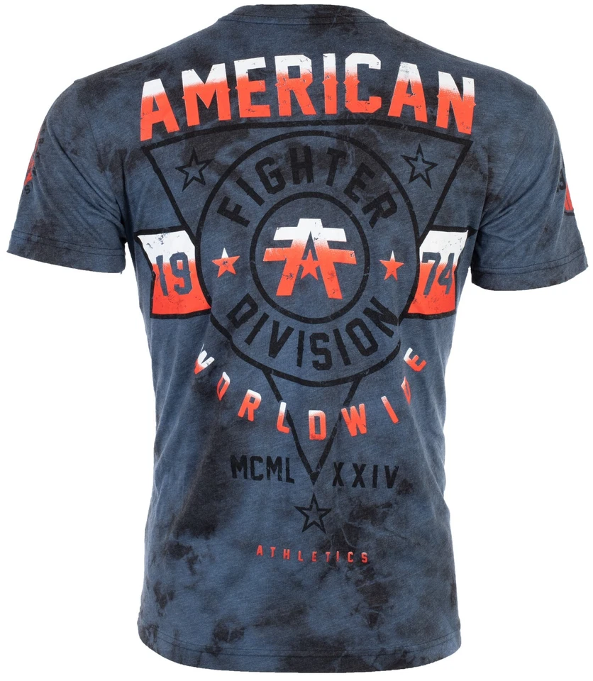 AMERICAN FIGHTER Men's T-Shirt SILVER LAKE Athletic Multicolor Biker MMA S-5XL - Image 3 of 4