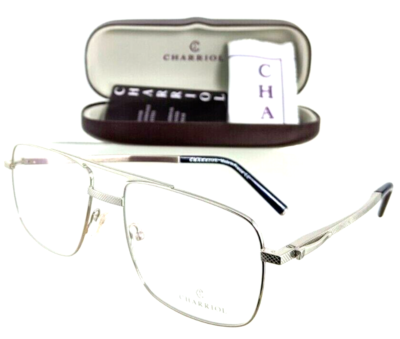 New PHILIPPE CHARRIOL Aviator Eyeglasses PC75037 C06 58-18 Silver