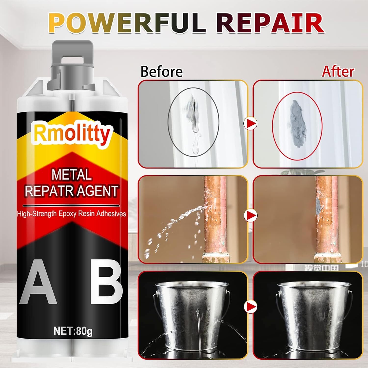 AB Metal Glue, Metal Glue High Strength Bonds Metal to Metal (40g*2