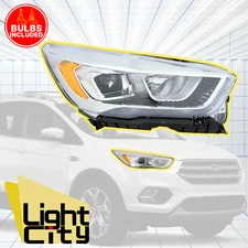 For 2017-2019 Ford Escape Passenger Halogen Headlight (with LED DRL,Chrome) RH