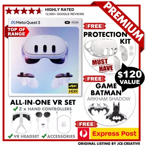 Meta Quest 3 512GB 🔥FREE Protection Kit + FREE Batman Game + EXPRESS Post🔥 AU