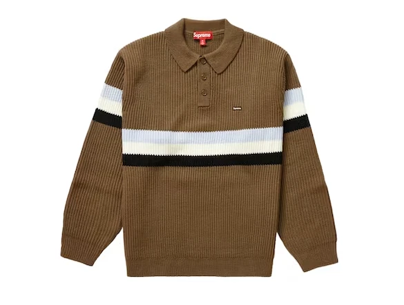 Polo Supreme Small Box logo marron foncé   Taille Grande L   FW23   Tout neuf