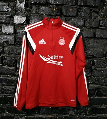 Aberdeen The Dons Training Jacket Long Sleeve Red Adidas Polyester Mens Size S 