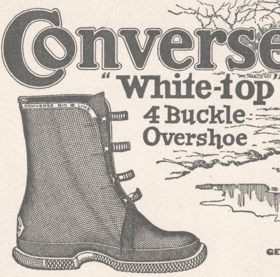 RARO = ca. 1920 Converse Bota de Borracha Branca-Top Sapato Publicitário Cartão Blotter de Tinta - Imagem 2 de 4