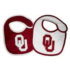 Oklahoma Sooners Baby Bib 2 Pack NEW NCAA Infant Newborn Cotton Cloth