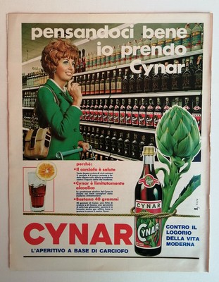 Cynar Aperitivo A Base Di Carciofo Pubblicita Advertising 1969 Cm 33 5 X 26 Ebay