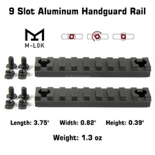 2PCS M-Lok Aluminum Rail 9 Slot Picatinny Weaver for MLOK