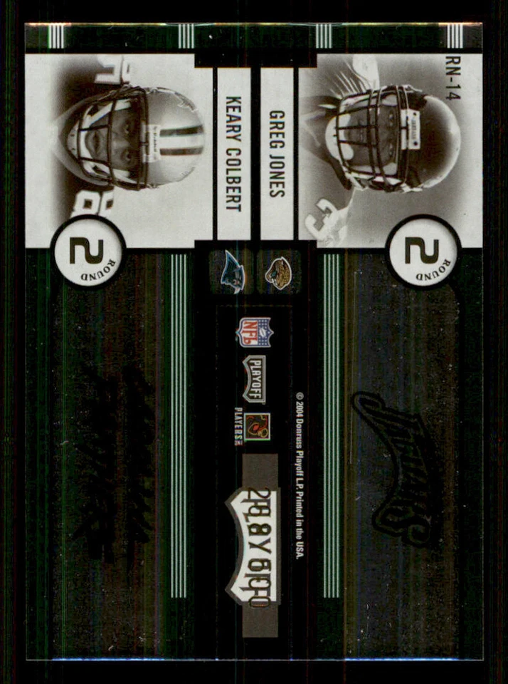 2004 Playoff Contenders Green #RN14 Tatum Bell/Julius Jones/Greg Jones /500 - Image 2 of 2